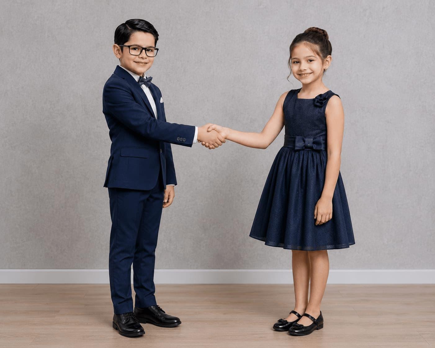 Children practising social etiquette